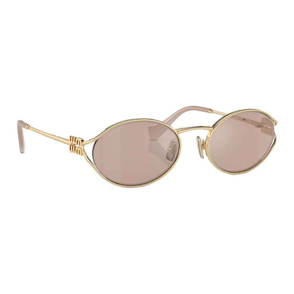 Miu Miu Curved Arm Oval Sunglasses Women sunglasses Gold 52YS