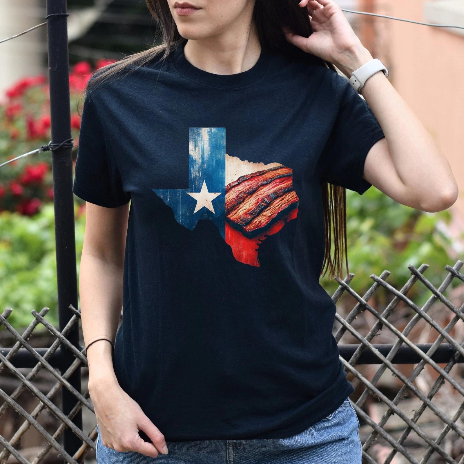 Texas state flag Barbeque Unisex T-shirt Texas beacon tee Black Navy Dark Heathe S
