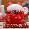 6.5/8.5 Inch Ceramic Beckoning Cat Maneki Neko Ornament Swing Lucky Fortune Cat Feng Shui Decoration Centerpiece Business Gift