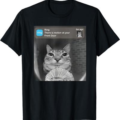 Funny Cat Meme Money Doorbell Joke T-Shirt