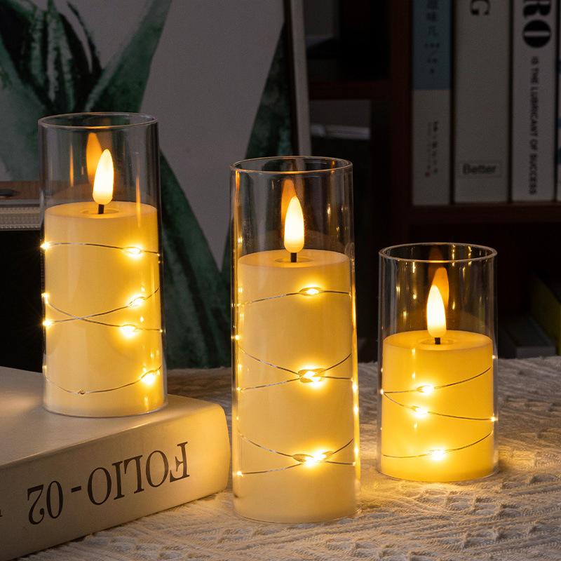 Flammenlose LED Kerzen Stern Lichterkette mit Batterie Camping Zimmer Hochzeitsfeier Dekoration Atmosphäre Realistisches Flackerndes Kerzenlicht