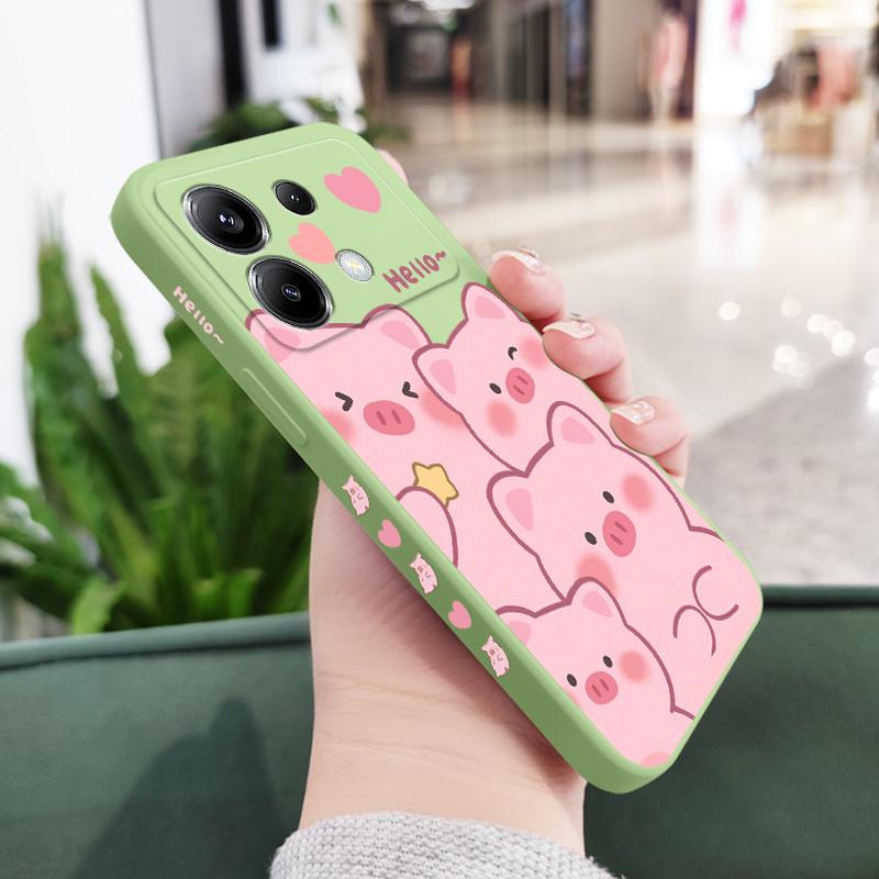 Happy Pig Phone Case For Xiaomi Poco F8 F7 X7 X6 F6 M6 M5 M5S F5 X5 F4 X4 M4 F3 M3 X3 Pro 4G 5G GT Silicone Cover
