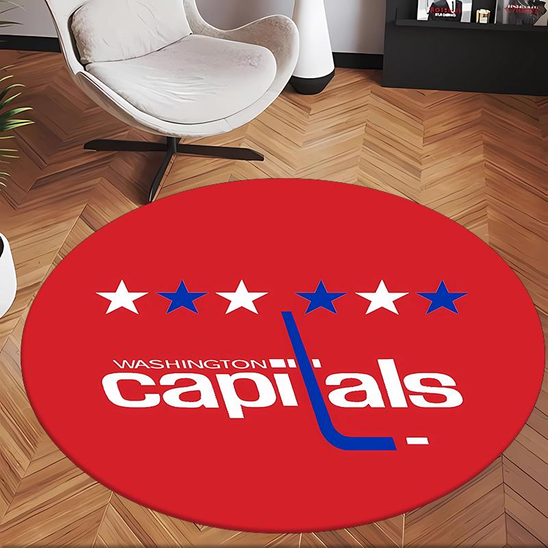 Washington Capitals (1) Round Office Rug Decorative Floor Rug for Office Bedroom Living Room and Home Space
