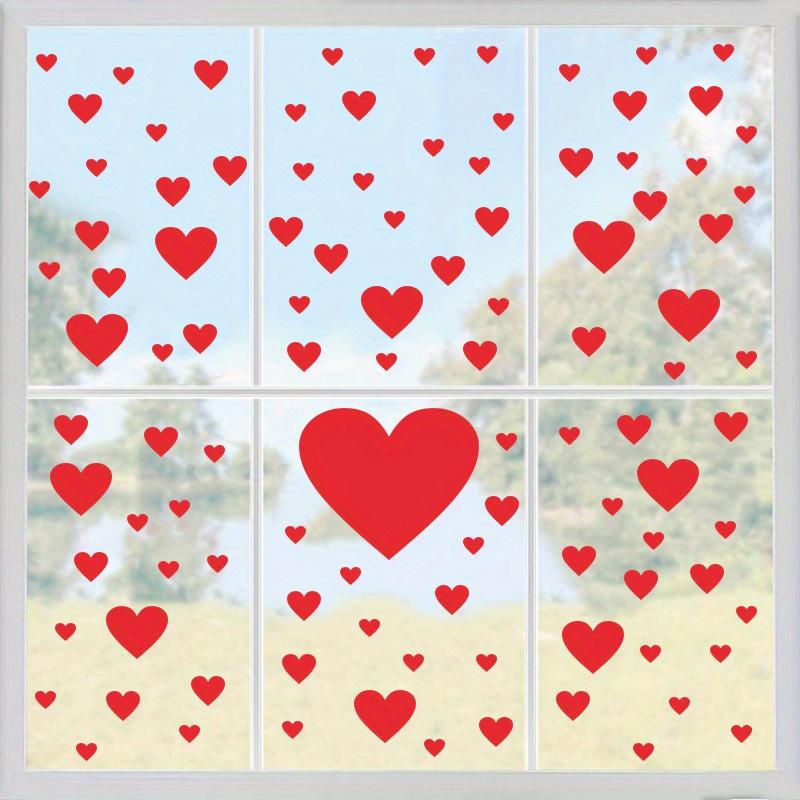 Reusable Red Heart Window & Wall Stickers-Glossy PVC Removable Decals,Multi-Surface-Valentine's Day, Wedding, Party Decorations