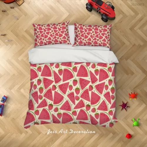 Carton Strawbery Soft Duvet Cover Set Bed Decoration First Choice Gift Suitable for Children Kids plus Adult Peoples Comfortable Breathable
