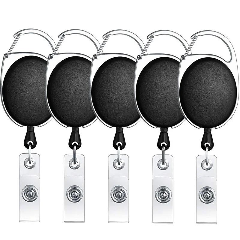 5 Stück Einziehbare Ausweis-Abzeichenrolle Ausweis-Lanyard Namensschild Karten-Ausweishalter Rollen Rückholband Schlüsselanhänger Kettenglieder