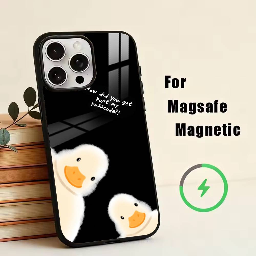 Little Cute Duck Phone Case For iPhone17,16,15,14,13,12,11 Plus,Pro Magnetic For Magsafe Wireless Charging