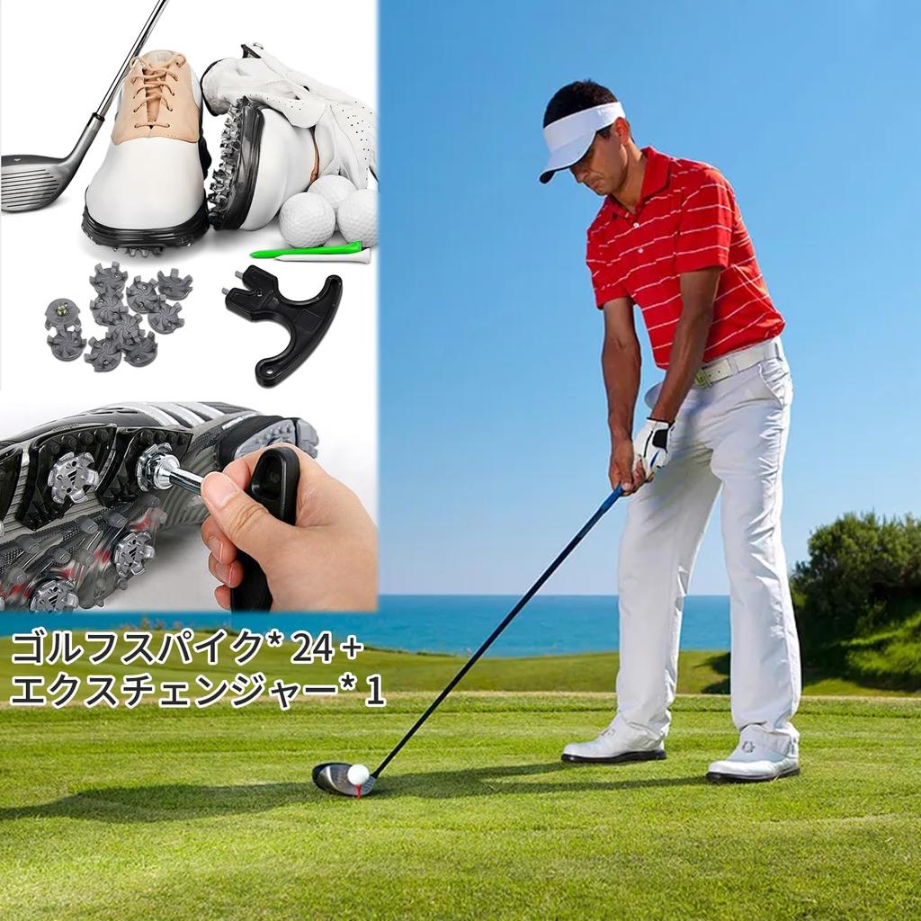 Pokumil Golf Shoes Spikes, 24 Pieces, Replacement Golf Shoes, Golf Shoes Studs, Non-Slip, Easy To Put On and Take Off, Spikes, Golf Shoes, Easy To
