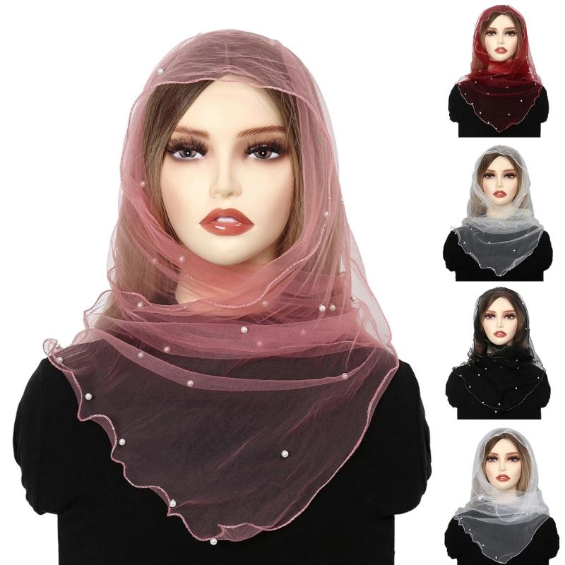 Beadwork Head Scarf Veils for Women Catholic Church Mantilla Veils Head Covering Mass Veils Tulle Scarf for Everyday Wear