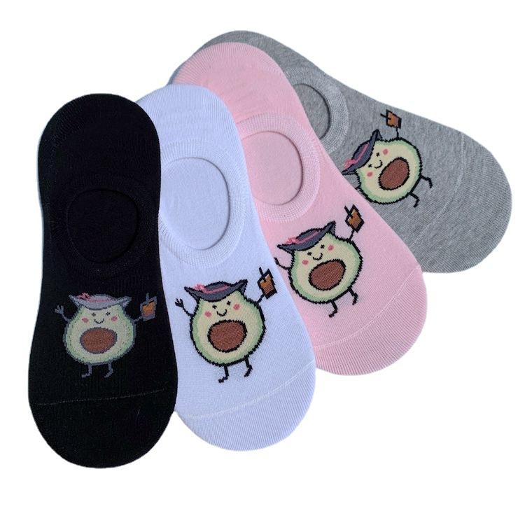 5 Pairs of Men and Women Tide Short Socks Low Waist Spring and Summer Couple Shallow Mouth Invisible Thin Cartoon Boat Socks
