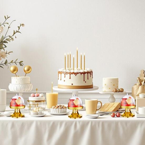 Mini-Kuchenständer aus Kunststoff mit Kuppelhaube Klar Dessert Cupcake Ausstellungsständer Schokoladen-Süßigkeiten-Platte für Geburtstag Feiertag Babyparty Teeparty Zubehör