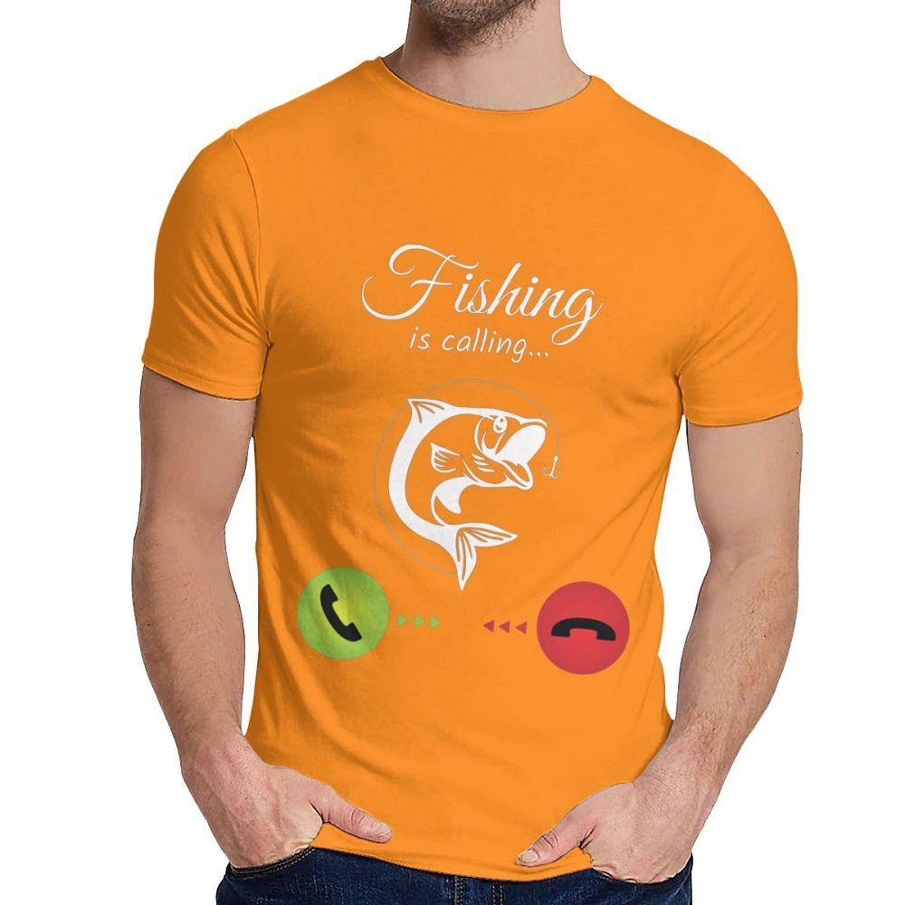 Cotton Fishing Is Calling T Shirt Unisex Design High Quality Fashion O Neck Homme Tee