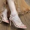 Nude High Heels Damen neue Stiletto Sexy Kreuzwort mit High Heels Sandalen