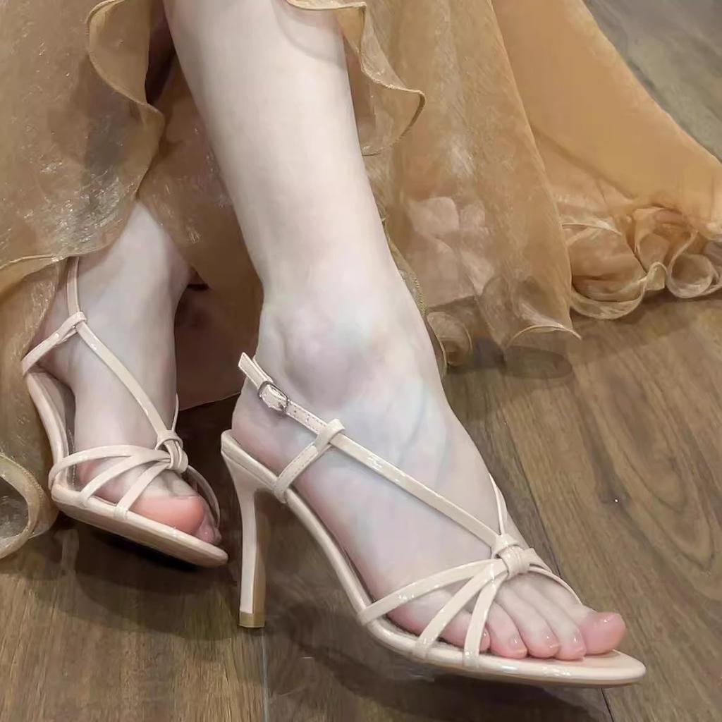 Nude High Heels Damen neue Stiletto Sexy Kreuzwort mit High Heels Sandalen