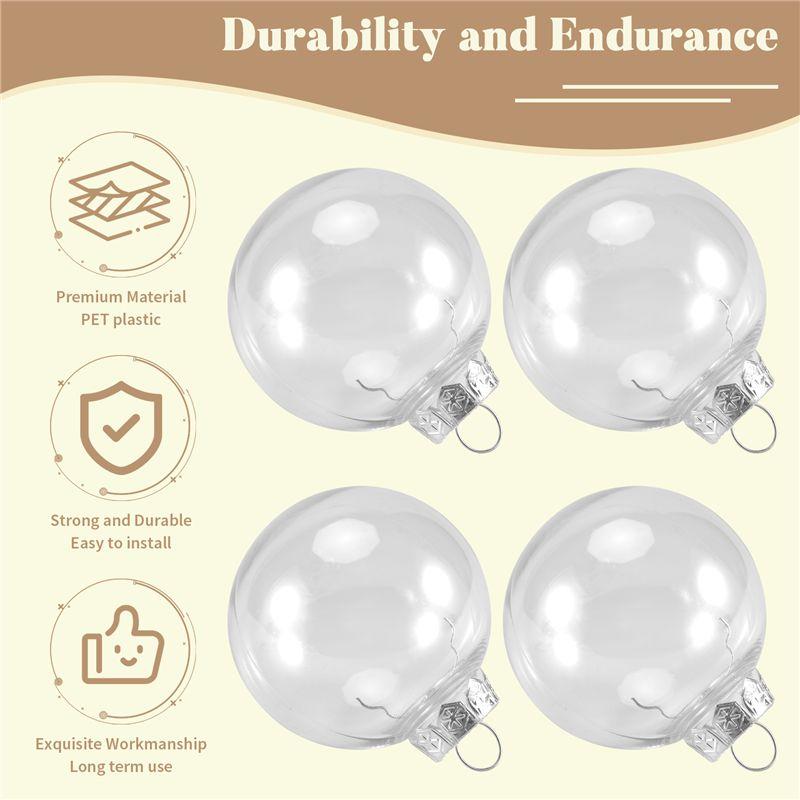 M-Modern-15 PCS Round Clear Christmas Balls Fillable DIY Christmas Tree Balls Made Of Plastic Christmas Balls Tree Decorations