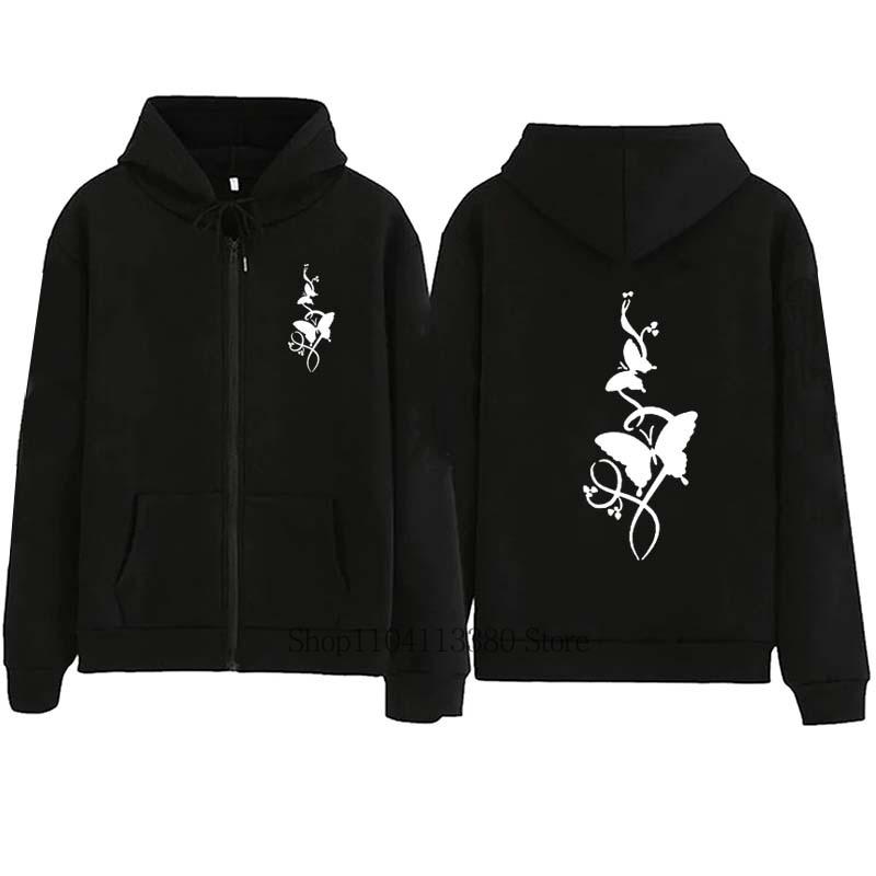 Fashion Floral Butterfly Printed Sports Zipper Hoodie Women High Quality Casual Long Sleeve Zip-up Hoodie Sweatshirts