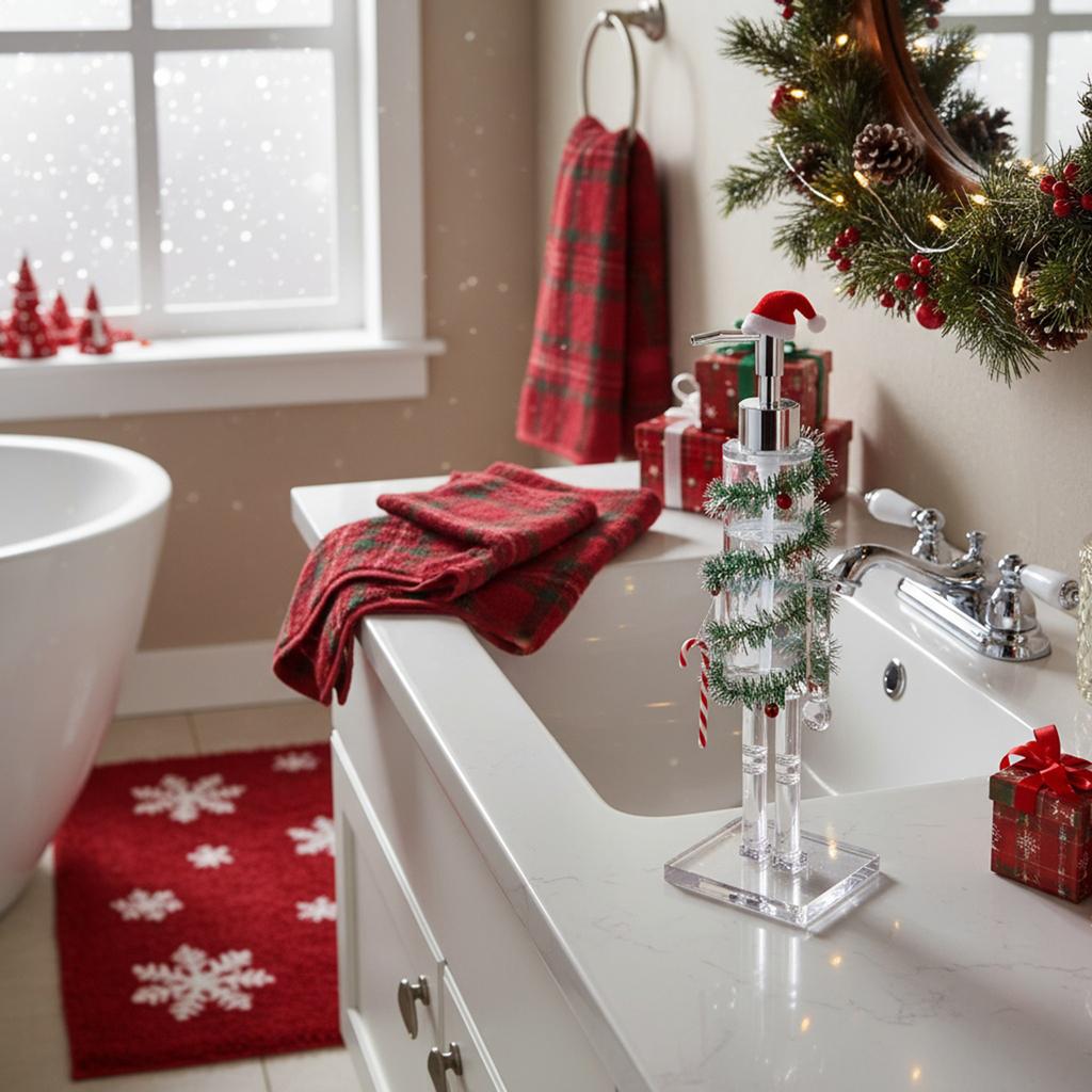 Refillable Christmas Hand Soap Bottle Acrylic Soap Dispenser Bathroom Lotion Dispenser for Home Kitchen Accessories Decor Gifts