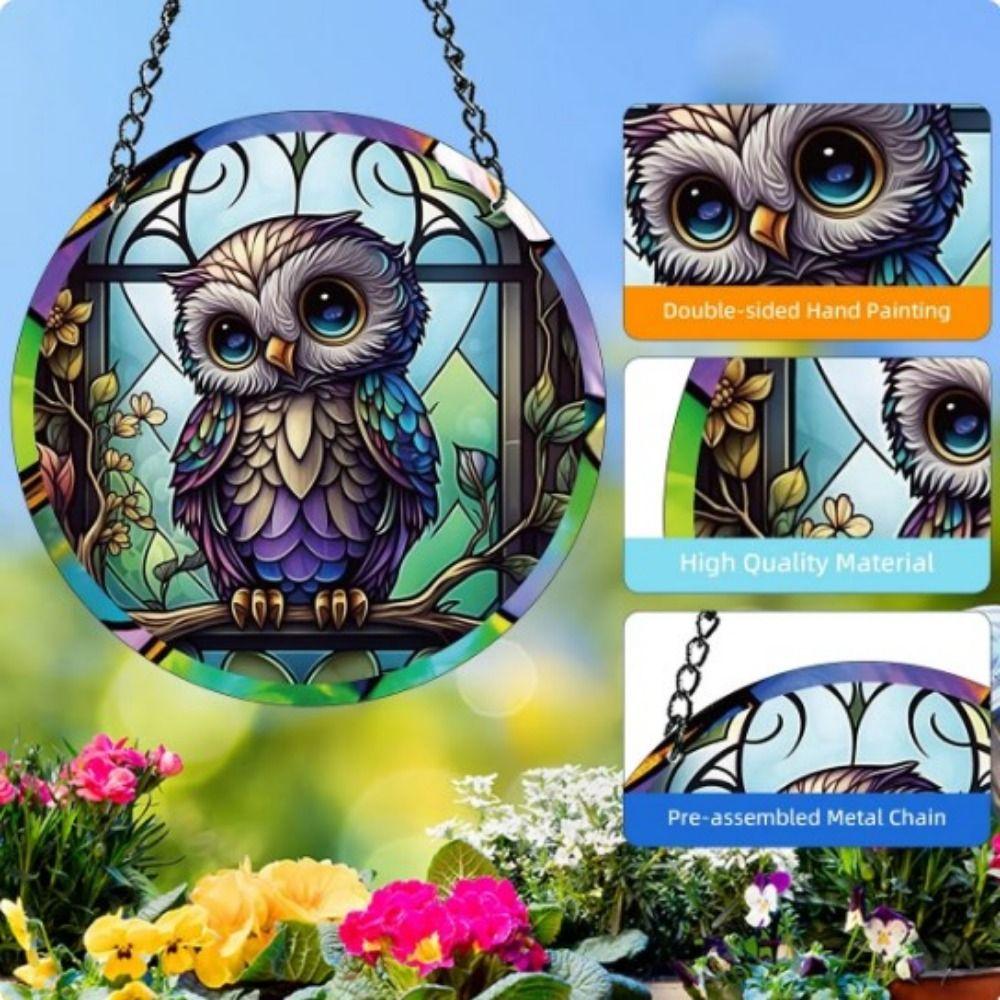 Easy to Install Halloween Owl Hanging Ornaments Painted Design Acrylic Window Pendant  Home