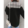 JKASHDK Moda Donna Casual Stampa a Quadri Autunno Inverno Manica Lunga Giacche e Cappotti con Collo POLO