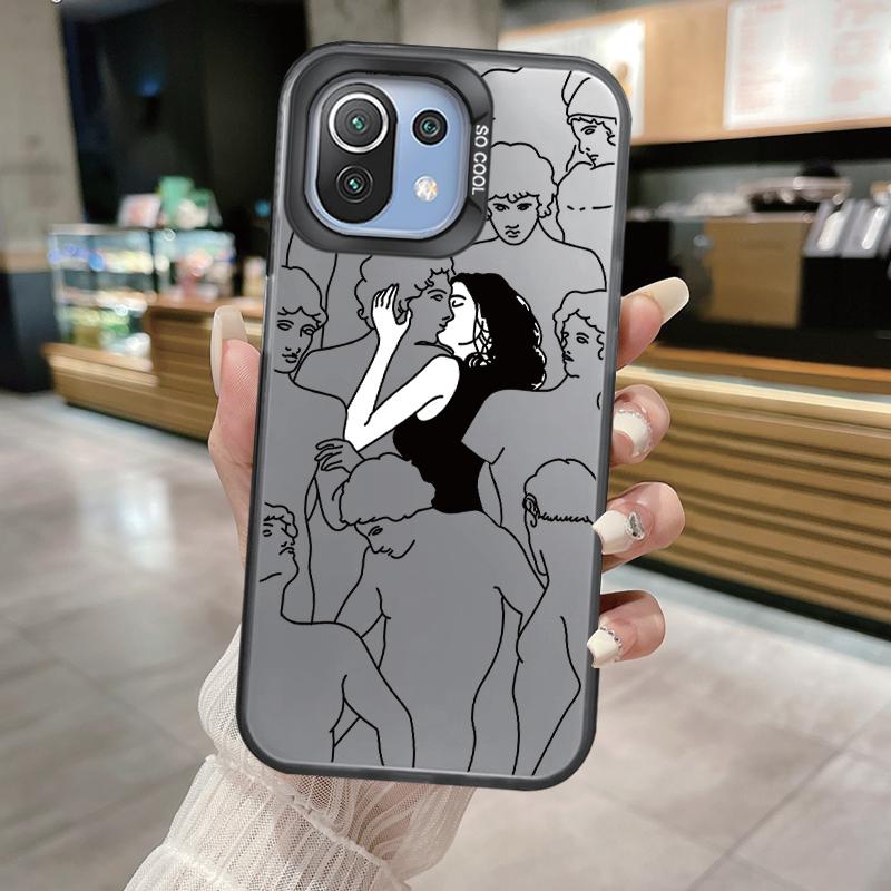 Smiling Face Case For Xiaomi Mi 11 Lite 5G NE 13T PRO 14T Redmi A5 A1 A2 9A Poco C71 Shockproof Hard Back Cover Line Art Sketch