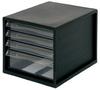 Nakabayashi A4 Letter Case, 4 Tiers (3 Shallow + 1 Deep), Black, A4E-04B