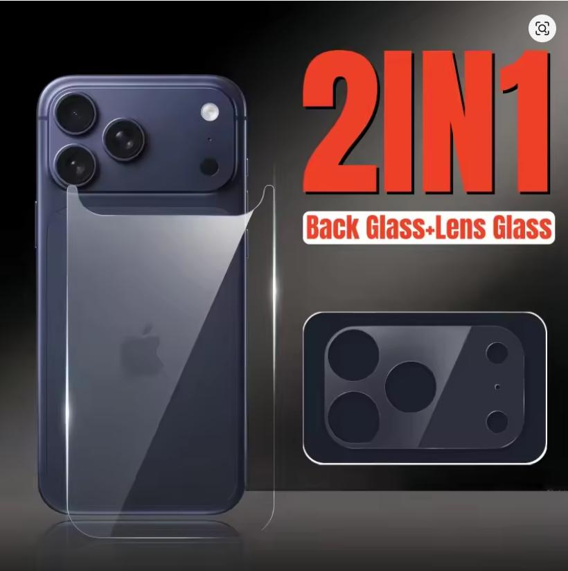 

2in1 Back Tempered Glass+Lens Glass For iPhone 17 Pro Max 17Pro 17Air Anti scratch back cover For iPhone 17 Series Glass 1PCS&For iPhone 17