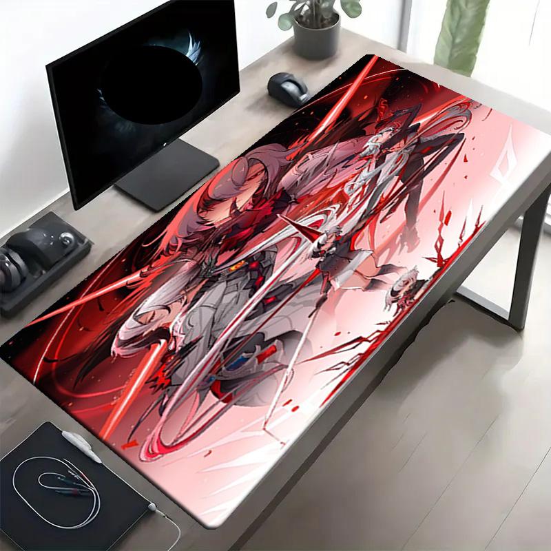 Genshin Impact Print Mouse Pad, Anti‑Slip Desktop keyboard Mat, for PC Laptop Gaming Working Daily Use, Cool Festival Surprise Gift