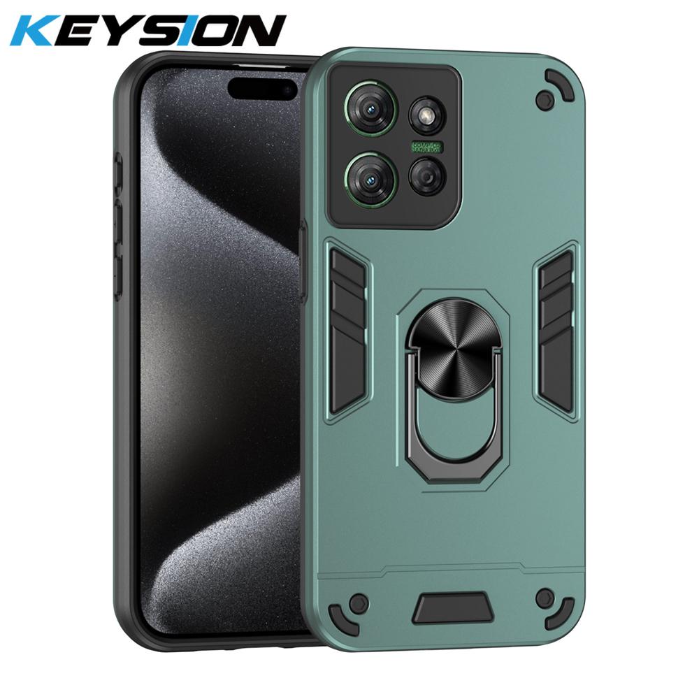 KEYSION Shockproof Armor Case for Motorola Moto G Power 2025 Soft Silicone+PC Ring Stand Phone Back Cover for MOTO GPlay 5G 2025