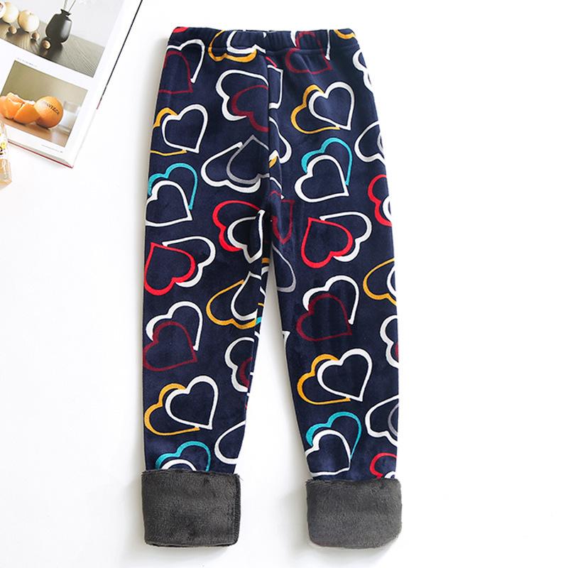Girls' Silver Fox Velvet Leggings: Printed Slim Warm Pants for Autumn/Winter