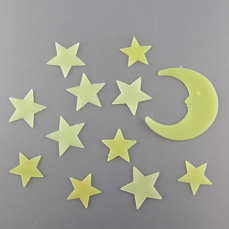 Cartoon Moon Star Noctilucent Glow In The Dark Plastic Wall Sticker Kid Decal