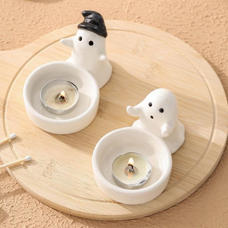 Ceramics Cartoon Ghostly Shape Candle Stand Halloweens Scented Tealight Stand Candlestick for Home and Office top sale