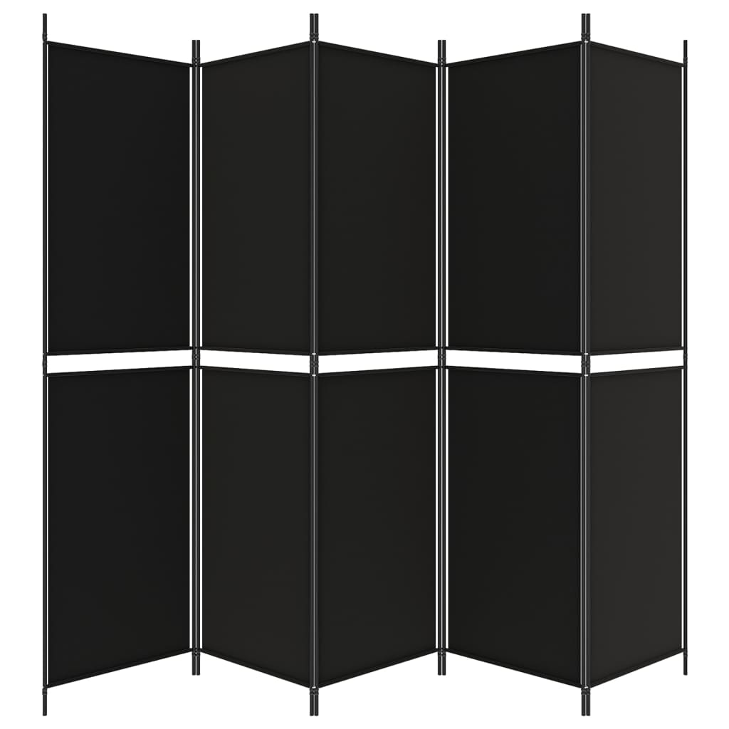 Vidaxl 5-Panel Room Divider, Black, 250X200 Cm, Fabric