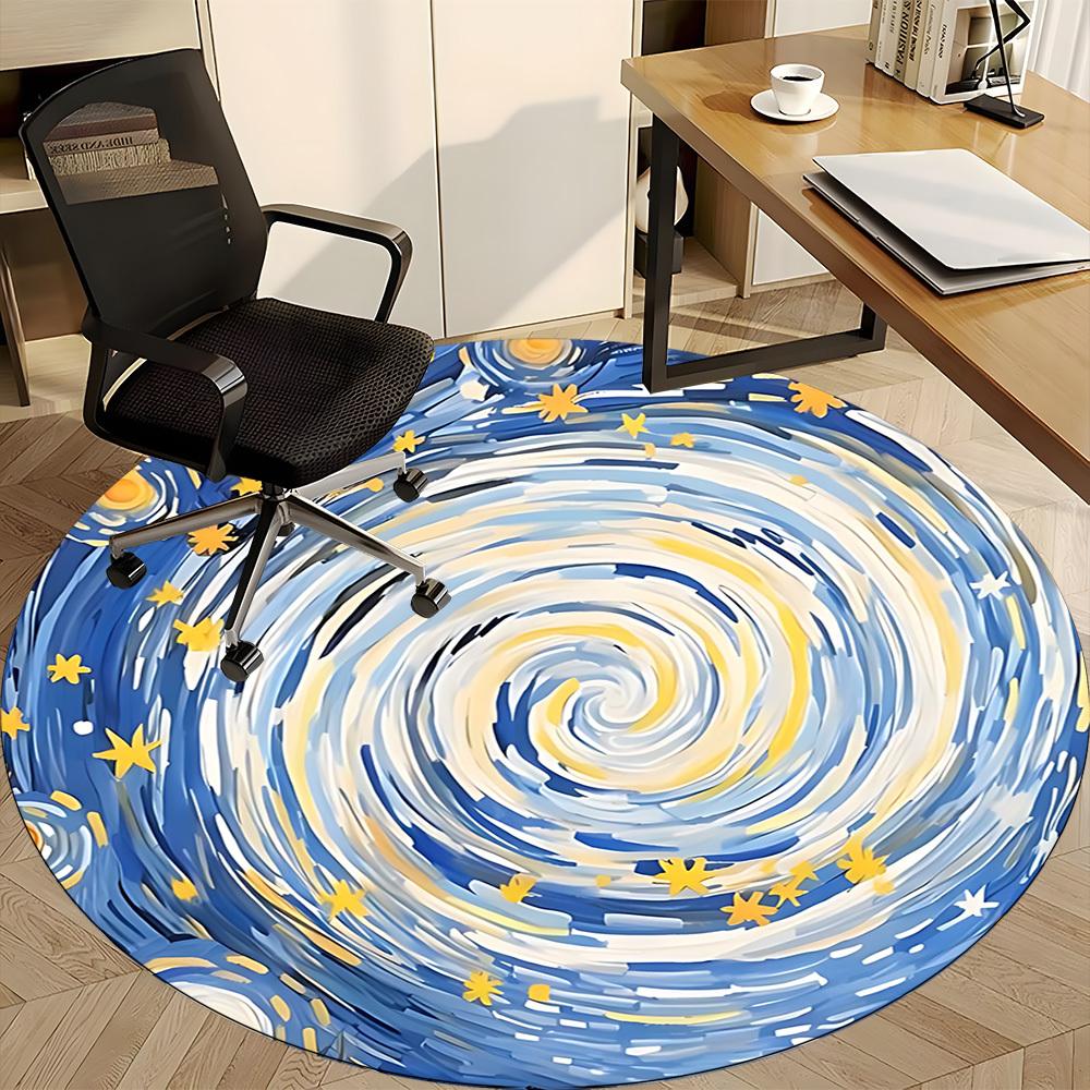 1 Stück Sternenhimmel Stuhlteppich für das Büro, Runder rutschfester langlebiger großer Büroteppich, Geeignet für das Büro, Schöne Dekoration