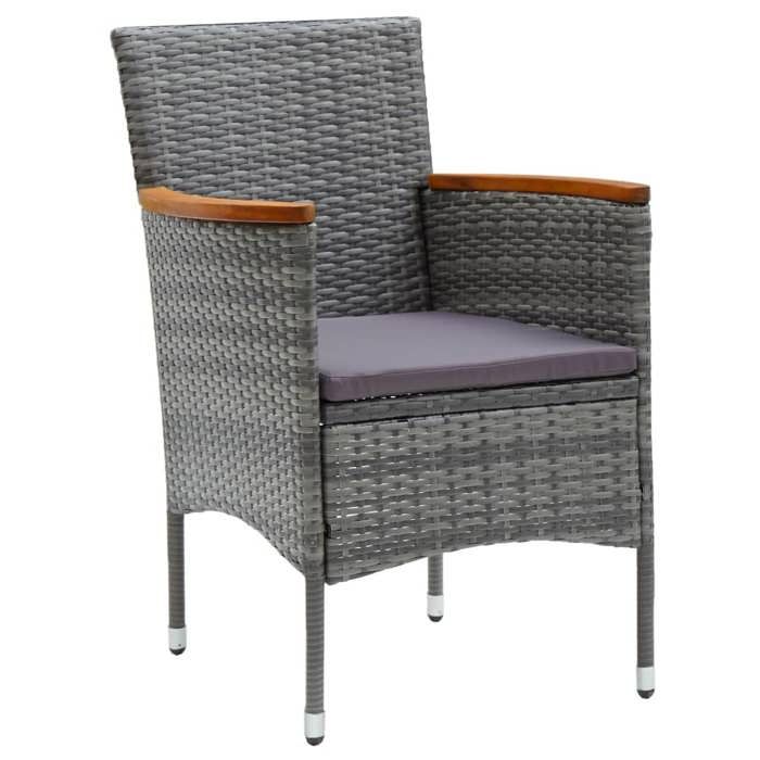 Chaises de salle à manger de jardin - ZERONE - Résine tressée Gris - Accoudoirs - Lot de 4