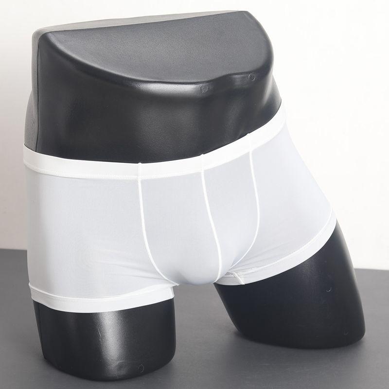 2pcs Solid Color Boxer Shorts Men Seamless Nylon Ice Silk Underwear U Pouch Male Panties Plus Size M-XXL