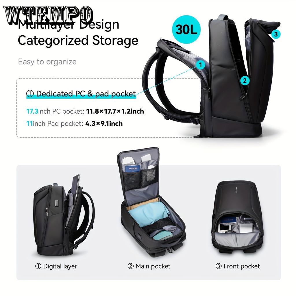 Men's Expandable Backpack - Large Capacity, Multi-Functional with Dedicated Laptop Compartment for Work, Travel & Vacation