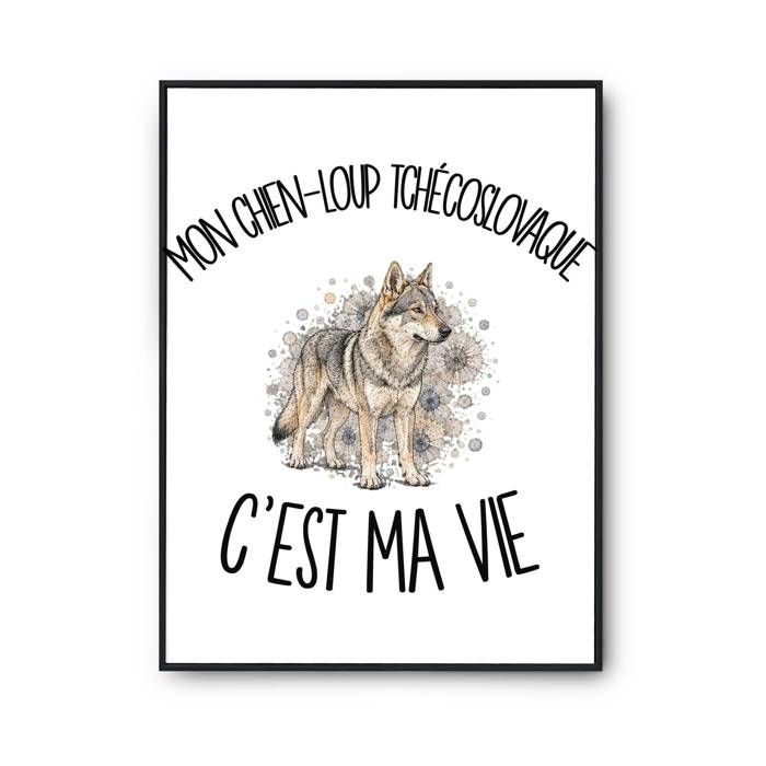 Poster Mon Chien-Loup Tchécoslovaque c'est ma vie | Affiche Papier Photo 310 g Finition Perlée Format Taille A4 | Décoration Murale