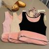 Winter Women Thermal Vest Seamless Plush Fast Temperature Lock Round Neck Slim Fit Elastic Sleeveless Inner Wear Bottoming Tank Top