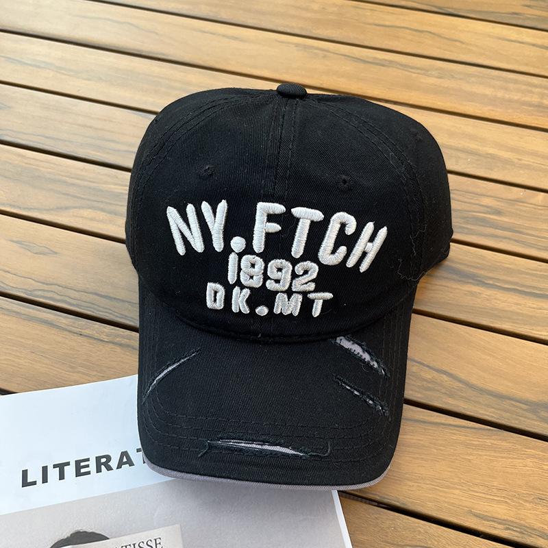 

Интернет знаменитость отдых на природе рваная бейсболка версия универсальный тренд кепка мягкий верх персонализированная шляпа женщины M (56-58cm) adjustable чёрный