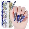 12Grids/Box Nail Art Rhinestone Flat Back Non-Drop Lightweight Mixed Colorful AB Nail Art Glitter Decorations for Manicure