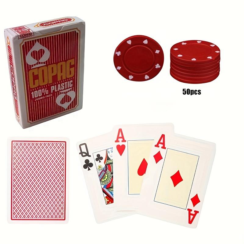 A Deck of Playing Cards and 50 Pieces Round Table Game Accessories Set  Pvc Plastic Playing Cards  Wear-resistant and Waterproof Playing Cards