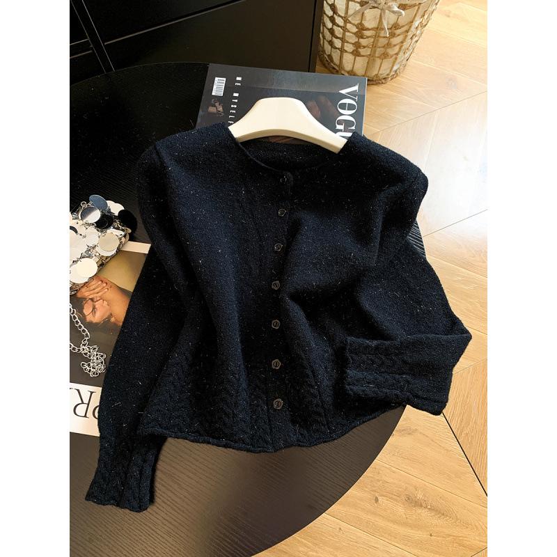 Women's 2026 Slimming Loose Knit Cardigan - Soft & Fluffy Crocheted Sweater Top for Autumn/Winter