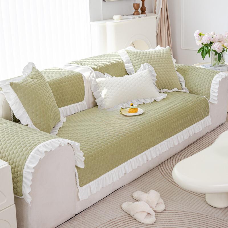 Sofapute i fransk kremstil Fire sesonger Universelt Sofatrekk i skinn Ryggstøttetrekk Håndkle Sklisikker pute