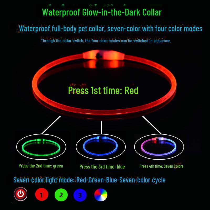Waterproof LED Luminous Dog Collar with Type-C Charging