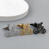 Gemelos bañados en oro de ciclista, puños de acero inoxidable negro, accesorios de botones para camisa de hombre, vestimenta formal de negocios