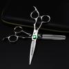 6.0-Inch Serrated Green Gem Hairdressing Scissors - Straight Shears with Antler Fishbone Design