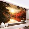 Modern Autumn Dusk Swan Lake Wallpaper 3D Natural Scenery Mural Bedroom Living Room Background Wall Mural