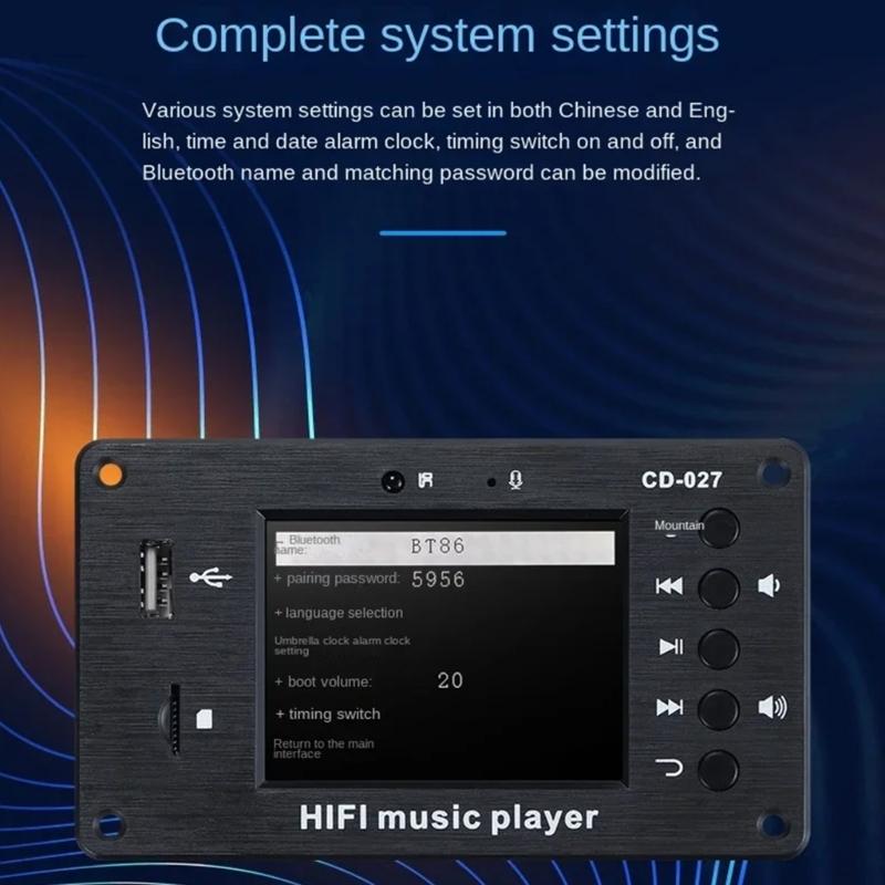 Upgrades MP3 Playback Panel with 2.8" Display Blue Tooth 5.1 LCD Display with Stereo Output Blue Tooth Connectivity