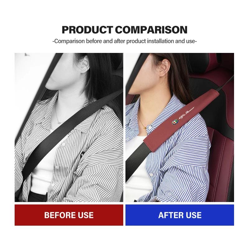 Car Seat Belt Suede Soft Shoulder Strap Cover Protection Padding For Alfa Romeo 159 Giulietta 156 147 Giulia Mito GT StelvioHA0