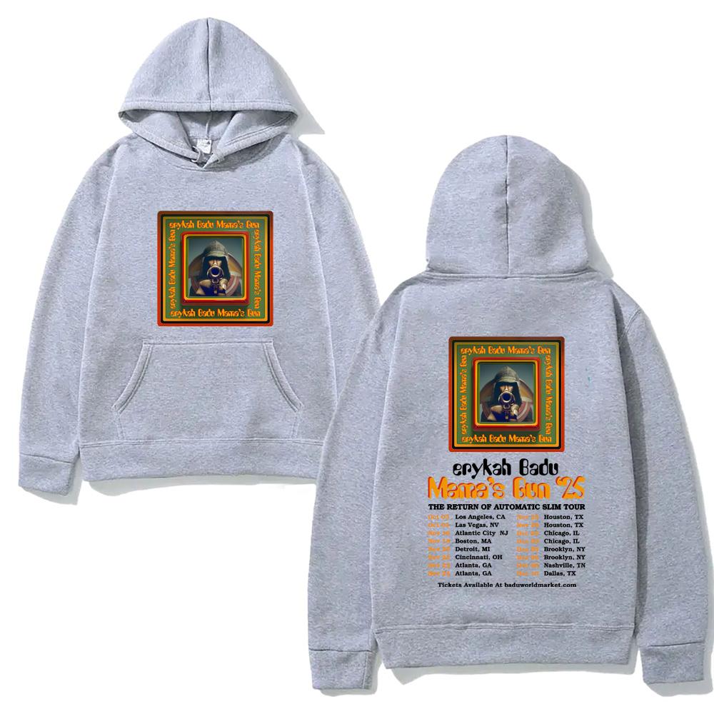 Erykah Badu TOUR2025 Hoody Hip Hop for Autumn/Winter High Quality Comfortable Loose Comfortable Pullovers Fleece Clothes